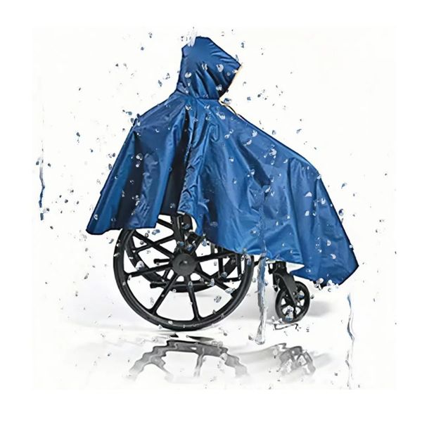Fonakei Rollstuhl Regencape, rollstuhl regenponcho, Wasserdicht Rollstuhl Poncho, Regencape Rollstuhl Erwachsene, Rollstuhl Zubehör, Blau Regencape Poncho Für Rollstuhlfahrer