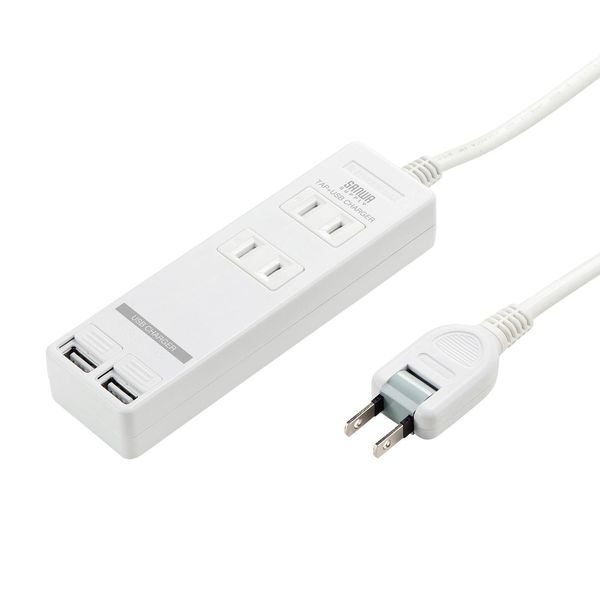 Sanwa Supply TAP-B110USH-3W Tap with USB Shutter (2P / 2 Inserts / 3 m)