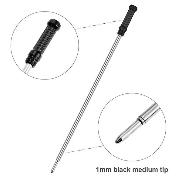 10 x Black Ink Pen Refills for Cross Ballpoint Pens, 11.6cm Black Ballpoint Pen Refills Compatible with Cross 8513 Ballpoint Pens, Medium Size Tip (10)