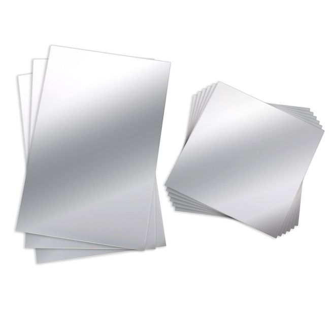 9 Pieces Mirror Adhesive Craft Shatterproof Sheet Small Mirror Tiles Flexible