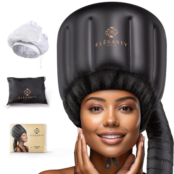 ELEGANTY Soft Bonnet Hood Hairdryer Attachment with Headband that Reduces Hea...