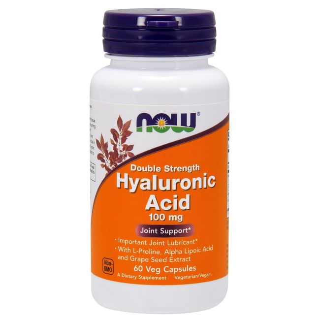 NOW Foods Hyaluronic Acid, Double Strength, 100 mg, 60 Veg Capsules