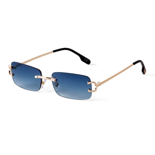 ADEWU Sonnenbrille Retro Vintage Brille Randlos UV Schutz Schmale Rechteckige Sonnenbrille Herren Damen Unisex