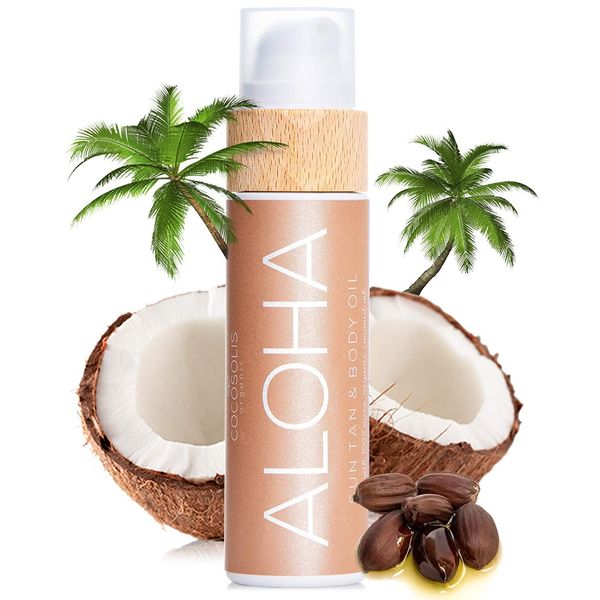 COCOSOLIS ALOHA Sun Tan & Body Oil | Organic Tanning Bed Lotion | Get Healthy Deep Chocolate Tan | Tanning Accelerator with 5 Precious Oils to Make Your Skin Glowing & Revitalized