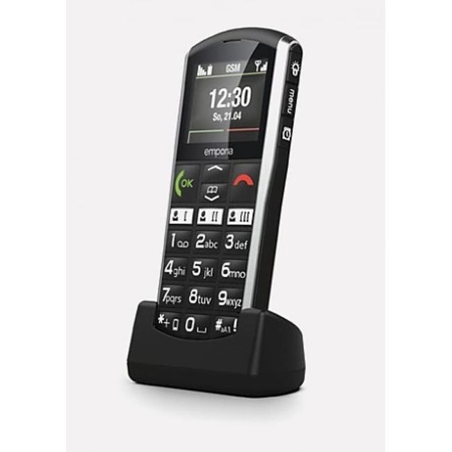 Emporia SIMPLICITY_LTE Easy To Use 4G Bar mobile Phone for the Elderly, Clear 2" display, 3 direct speed dials, HAC, Charging cradle included - Black (Official UK and Ireland Version)