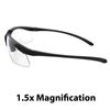 Global Vision Apex Reading Safety Glasses +1.5 Magnification Black Frames w/