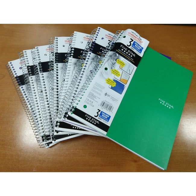 7 Pack: Five Star College Ruled, 150 Sheet Notebooks, Assorted Colors - W6D