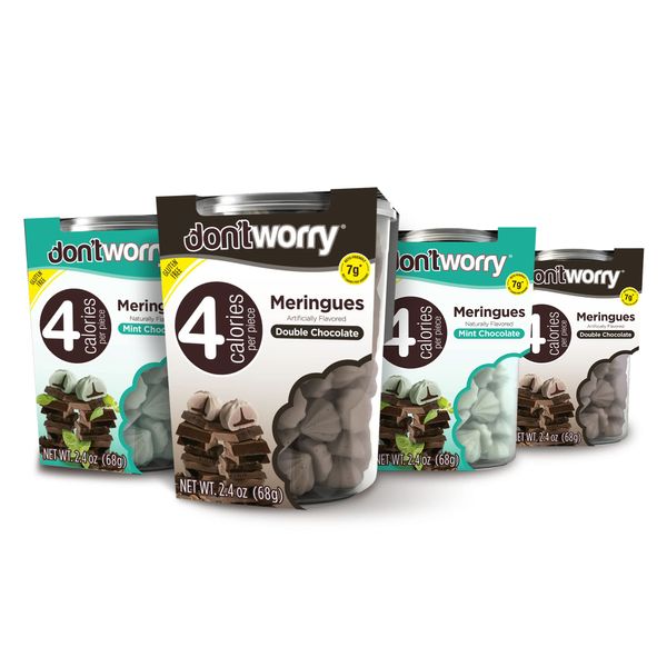 Don't Worry Chocolate Filled and Mint Meringue Cookies - 4 Pack - Only 4 Calories per Piece! Keto Friendly, Low Carb and Gluten Free Snacks - Amazingly Delicious, MAXIMUM INDULGENCE & DELIGHT!