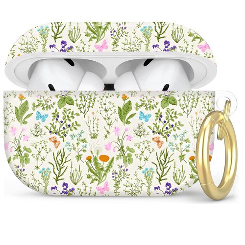 Compatible with AirPod Pro 2nd/1st Generation Case Cover with Key Chain,Full Protective Shockproof Wireless Headphone Case for Airpod Pro 2023/2022/2019(Boho Watercolor Flower)