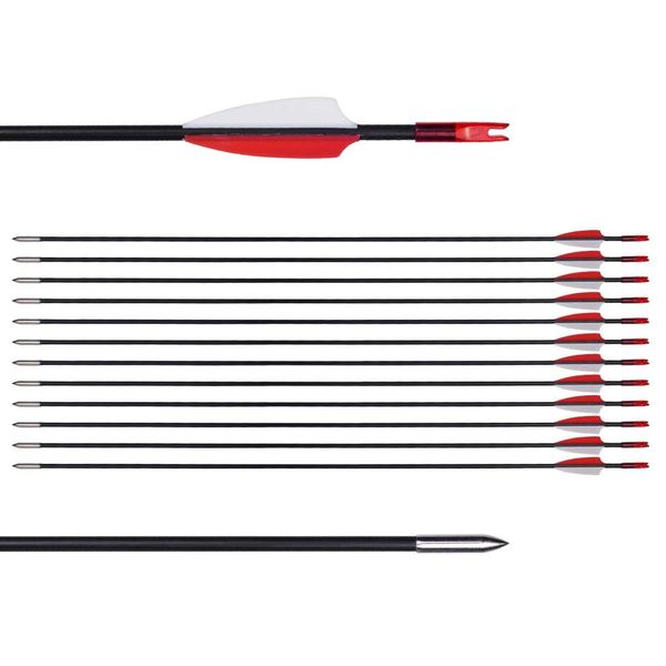 LWANO 31" Training Arrows-Archery Practice Target Arrows for Kids Youth or Beginners with Durable Shaft on Recurve Bow Compound Bow and Longbow (12pas Arrows, Red)