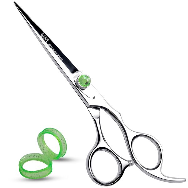 UM Supplies Scissors 6.5 | Premium Barber Shears For Hair Cutting | Multiple Purpose Cutting Scissors | Haircut Scissors For Salon I Women | Mens | kids I Pets | Silver-Green