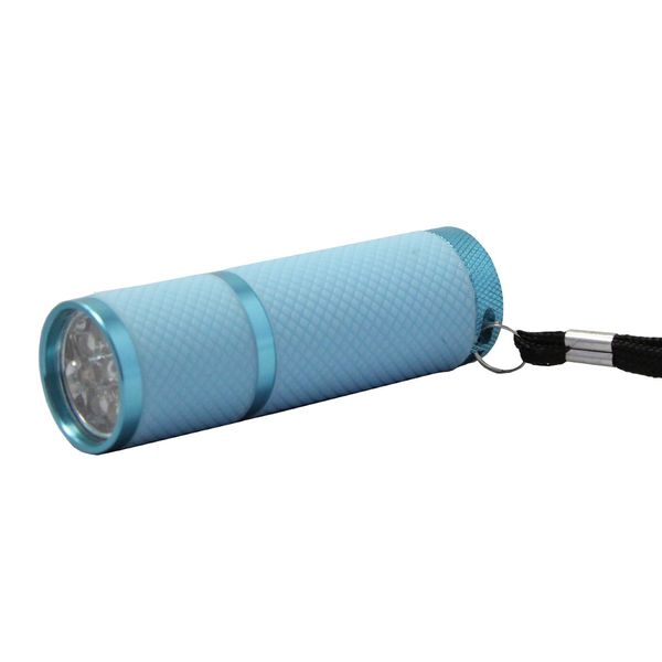 Ultra Bright 9 LED Flashlight - Glow in the Dark Water Resistant Rubber Coated Body + AAA Batteries (Blue)