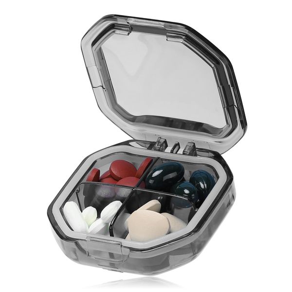 Pill Case, Waterproof, Moisture-Proof, Portable, Compact, Medicine Case, Small (Gray)