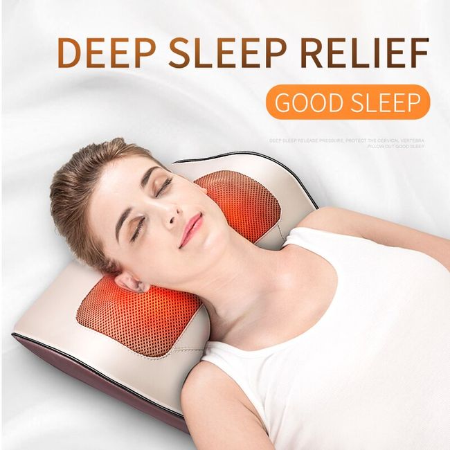 Heating Vibration Neck Massager Electric Cervical Massager Pillow Back  Traction Relax Sleeping Memory Foam Pillow Spine Support - AliExpress