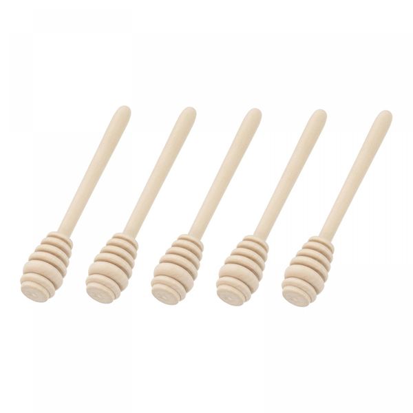 uxcell 5pcs Wooden Honey Dipper Sticks Honeycomb Sticks for Honey Jar Dispensing Wedding Gift 140x24mm