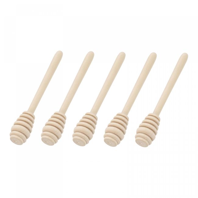 uxcell 5pcs Wooden Honey Dipper Sticks Honeycomb Sticks for Honey Jar Dispensing Wedding Gift 140x24mm