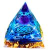 S.fields.inc Crystal Pyramid Orgonite Power Stone Crystal 6x6cm Blue (Hexagon)