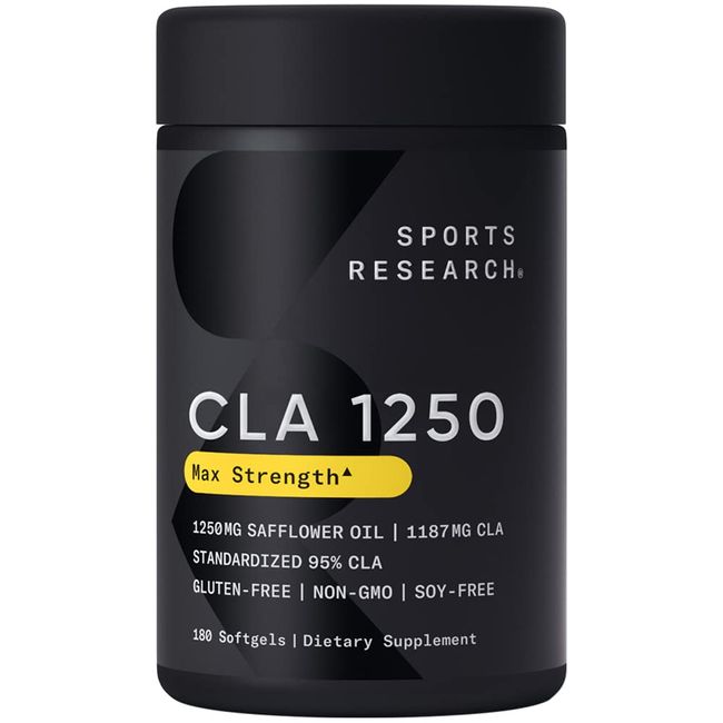 Sports Research Max Potency CLA 1250 with 95% Active Conjugated Linoleic Acid 180粒