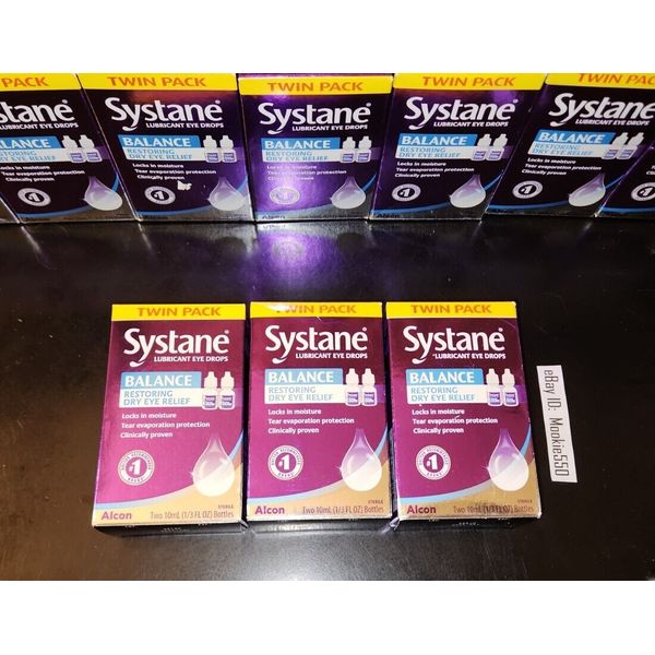 EXP 02/2026+! 3 Lot Systane BALANCE TWIN Pack (6 Bottle X 10mL) Dry Eye Drops