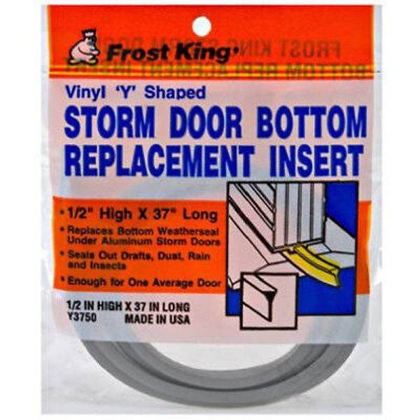 Frost King Y3750 1/2" x 37" Vinyl "Y" Storm Door Bottom Replacement, Gray