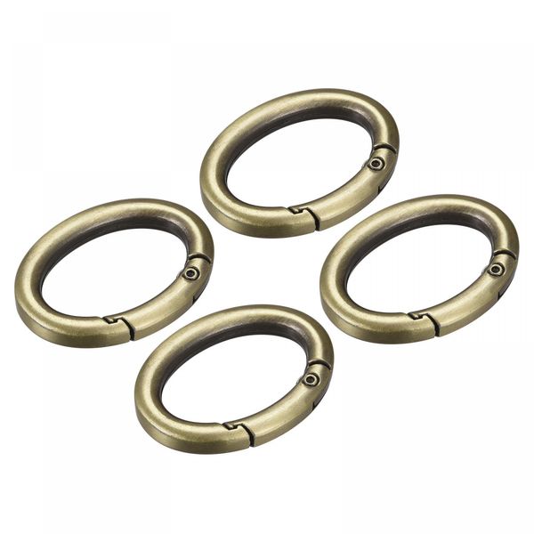 sourcing map Spring Oval Ring, 4Pcs 2.36 Inch Round Spring Snap Clip Trigger Spring Keyring Buckle for Bags Purses Keychain, Bronze