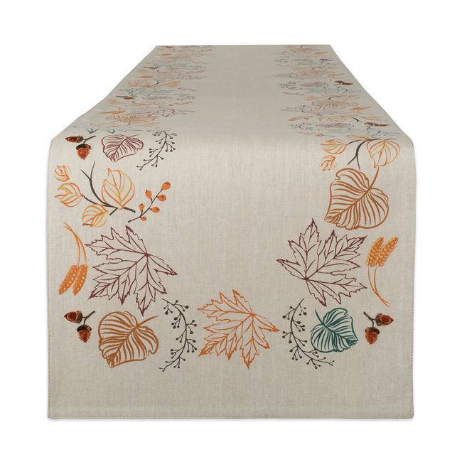 DII Fall Table Decorations Indoor Décor, Thanksgiving, Reversible Table Runner, 14x72, Autumn Leaves
