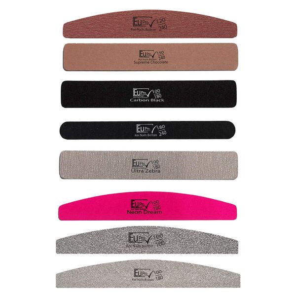8x Nail File Grit Salon Quality emery board files Artificial nails Sample set