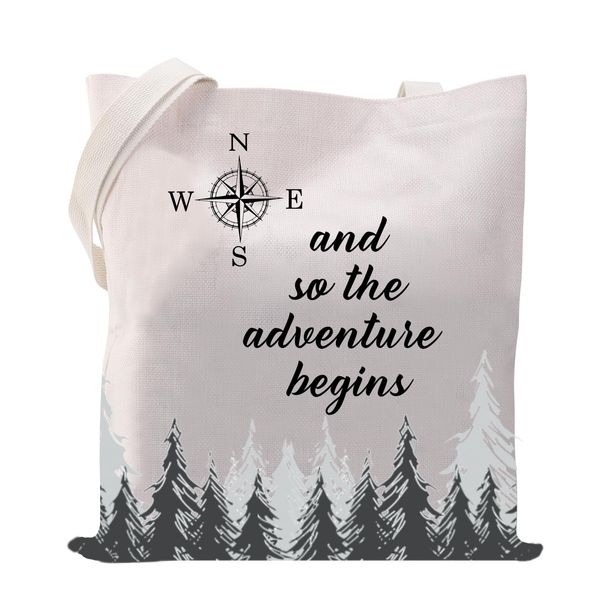 MYSOMY and so the Adventure Begins Tote Bag Adventure Lover Gifts Wanderlust Gifts Adventure Travel Bag New Beginning Gifts, Adventure Begins Tragetasche, INCH