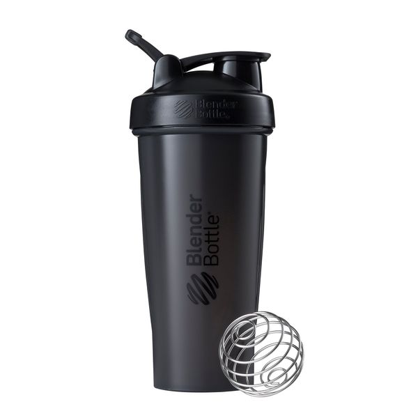 BlenderBottle Classic Shaker Bottle Perfect for Protein Shakes and Pre Workout, 28-Ounce, Black