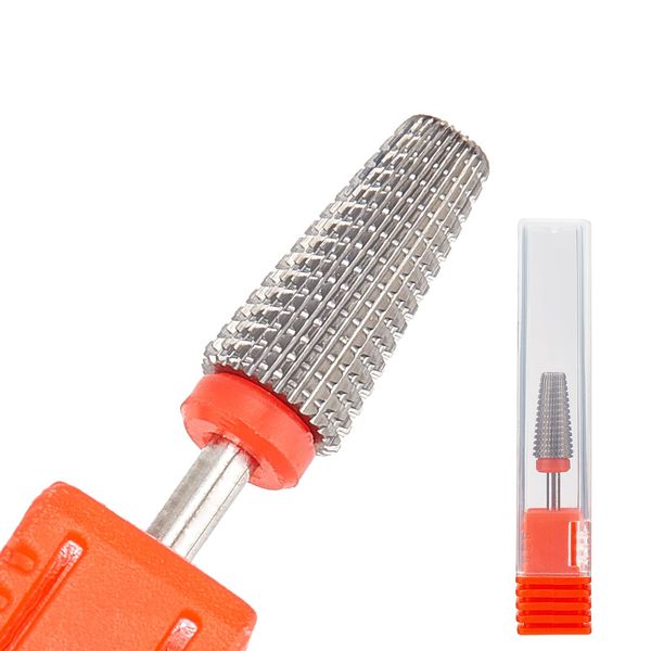 NICENEEDED Tungsten Nail Carbide 5 in 1 Bit, Two Way Rotate use for Both Left and Right Handed, 3/32 Inch Professional Nail Drill Bits for Fast Remove Acrylic or Hard Gel(Silver, Fine)