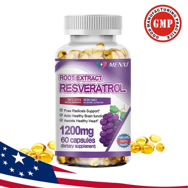 Resveratrol Maximum Strength Natural Capsules AntiAging Antioxidant Supplement