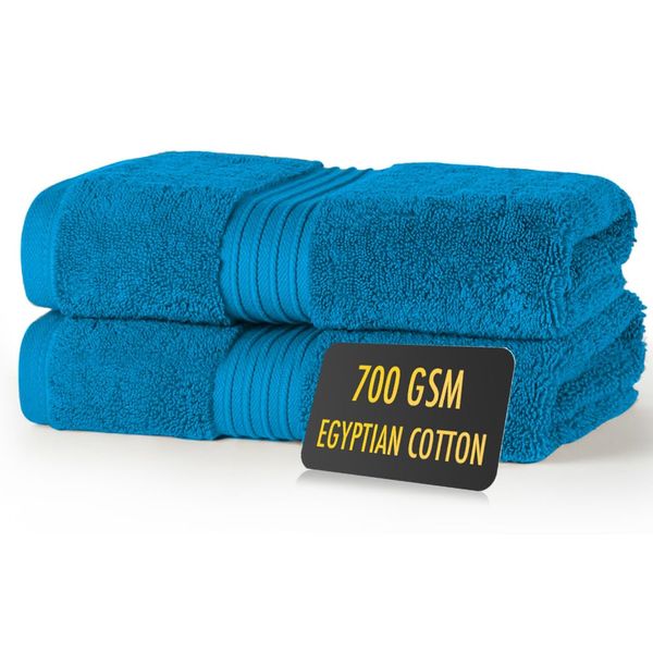 ALSAP Blue Lagoon Hand Towels Pack of 2 - Ultra Soft Super Absorbent 700 GSM Egyptian Cotton Towels - Bathroom Linen Sets - Luxury Hotel Quality Cotton Hand Towels Set Convenient Size 50x90 cm