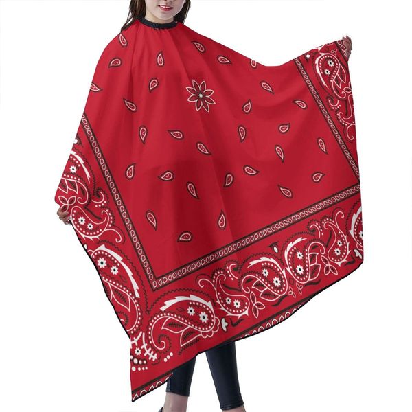 ONE TO PROMISE Bandanas Barber Cape Bandanas Paisley Black Red White Hair Cut Salon Cape,Hair Stylist Hairdresser Styling Cape,Waterproof Haircut Apron Cover up for Adults,55"X66"