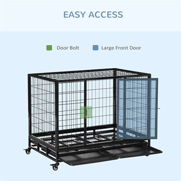 Durable Large Dog Crate Heavy Duty Pet Cage with Removable Tray and Divider