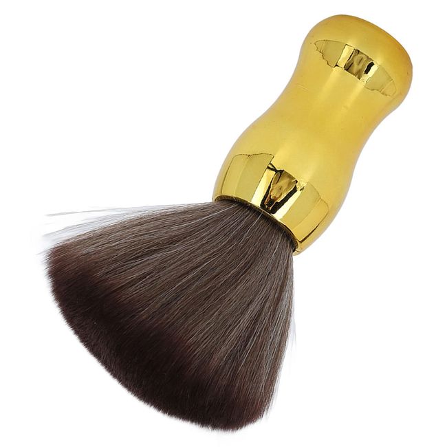 Hair Cut Neck Duster Barber Neck Hair Duster Brush, Barbershop Hair Sweeping Cleaning Brush for Face Neck, Soft Thick Nylon Hair Debris Dusting Brush Make up Brush with Gold Handle