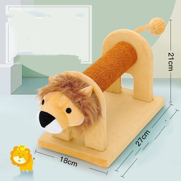 Small Cat Haven: Integrated Platform Cat Tree With Sisal Grab Pole And Toy Supplies - Lion / 18X27X21Cm