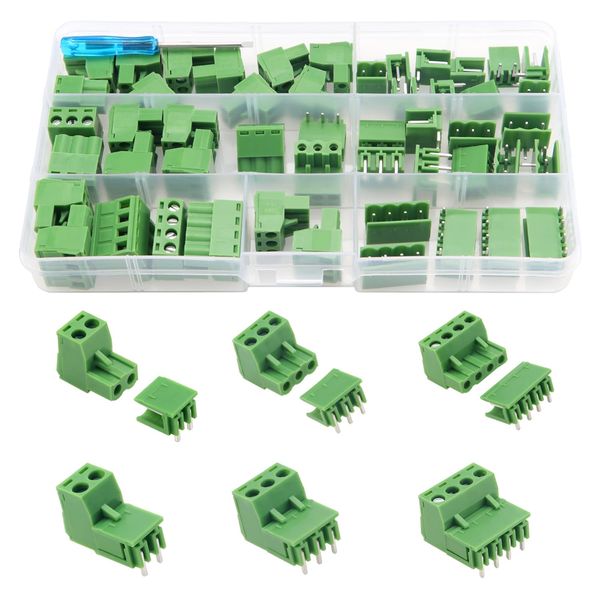 YIXISI 25 Paare PCB Mount Screw Klemmenblock Pluggable, 5.08mm 2 Pin / 3 Pin /4 Pin PCB Terminal Block Stecker, Schraubklemmenblock Verbinder, für Leiterplatte (Rechtwinklig)