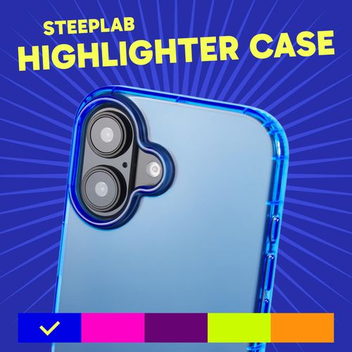 SteepLab Neon Highlighter Case for iPhone 16 - Vibrant Eye-Catching Colors and All-Day Protection (Elevated Azure Blue)
