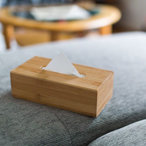 Relaxdays Bamboo Tissue Box 7.5 x 24 x 12 cm with Removable Bottom Natural Wooden Tissue Holder for Standard Tissue Paper and Wipes Boxes, Rectangular Tissue Dispenser, Natural