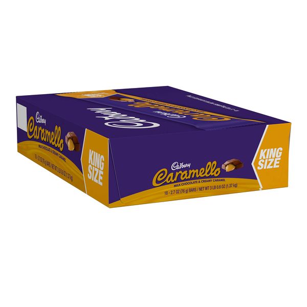 CADBURY CARAMELLO Milk Chocolate and Caramel King Size Candy, Bulk, 2.7 oz Bars (18 Count)