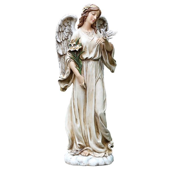 Joseph's Studio by Roman Inc., Angel with Dove, Garden Collection, Religious Statue, Holy Family, Memorial, Angel, Patron Saint, Garden Décor (24x9x9)