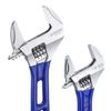 sourcing map 1pcs Adjustable Wrench 5" Jaw 1.2" with Rubber Handle, Silver/Blue