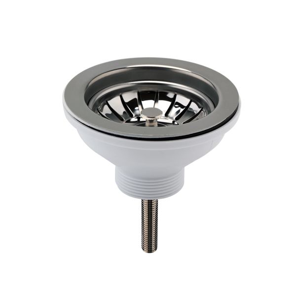 Kitchen Sink Waste with Strainer Basket, 90mm Standard Fitting - Brushed Pewter