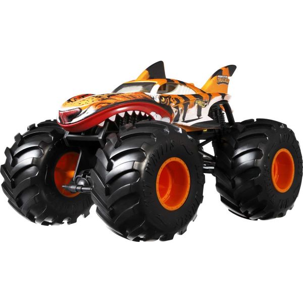 Hot Wheels Monster Trucks Oversized Tiger Shark, 1:24 Scale Die-Cast Toy Truck