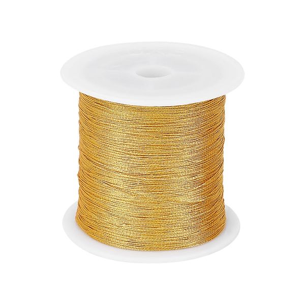 UNICRAFTALE Approx. 48.2 ft (130 m) / Roll 0.02 inch (0.6 mm), Nylon Thread, Metal Cord, Gold Rope, Braid, Gold Thread, Leather Work, Extra Fine, Hand Sewing, Crafts, Twine, For DIY Leather Craft