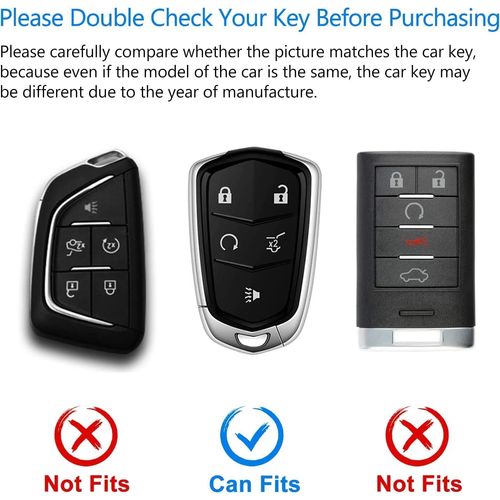 OFFCURVE for Cadillac Key Fob Cover, Premium Soft TPU Key Case Shell for Cadillac Escalade 2015-2019 CTS XTS ATS STS XT4 XT5 CT6 SRX Smart Key Holder Car Accessories, White