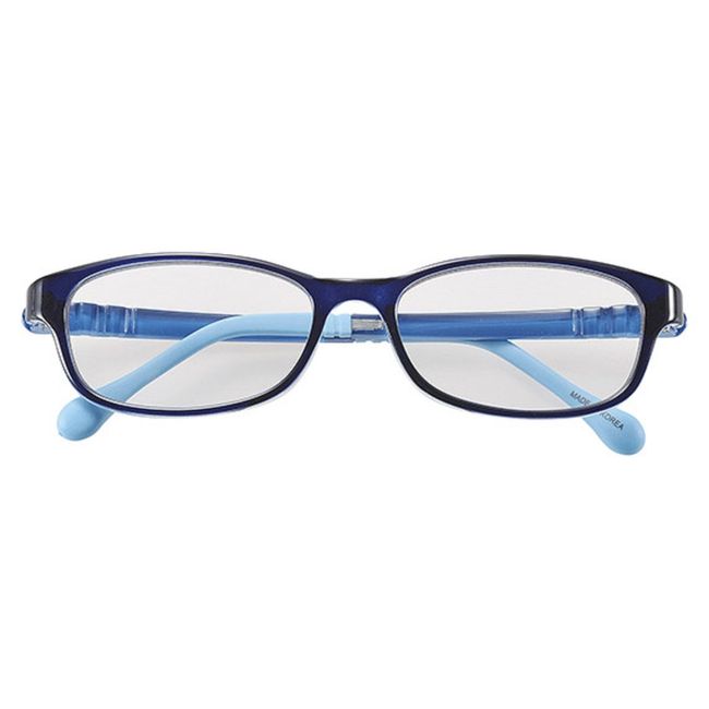 Megan 889401 Blue Light Cut Glasses, No Prescription, Children's PC Glasses, 26% Made in Japan, Lightweight, Non-Breakable, Safe, TR90 Frame, Relaxation, Junior Blue