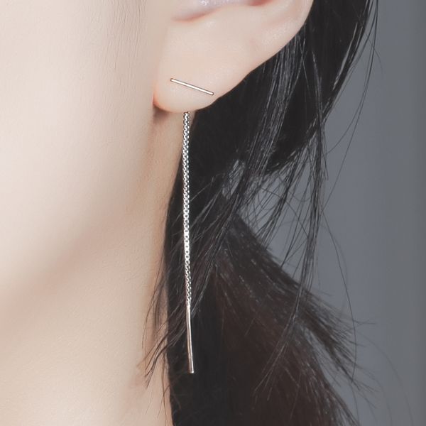 One-piece stick snake drop silver earrings