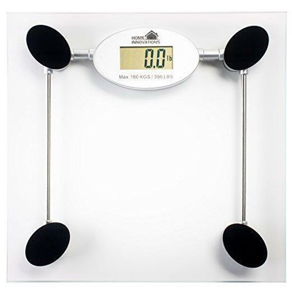 Home Inovations Tempered Glass Digital Bathroom Scale with LCD Display-396 Pound