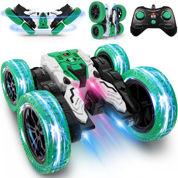 Remote Control Car, Double Sided RC Car, 4WD Off-Road Stunt Car with 360° Flips, 2.4Ghz Indoor Outdoor All Terrain Rechargeable Electric Toy Cars Gifts for Boys Kids 3 4 5 6 7 8 9 10 11 12 Year Old